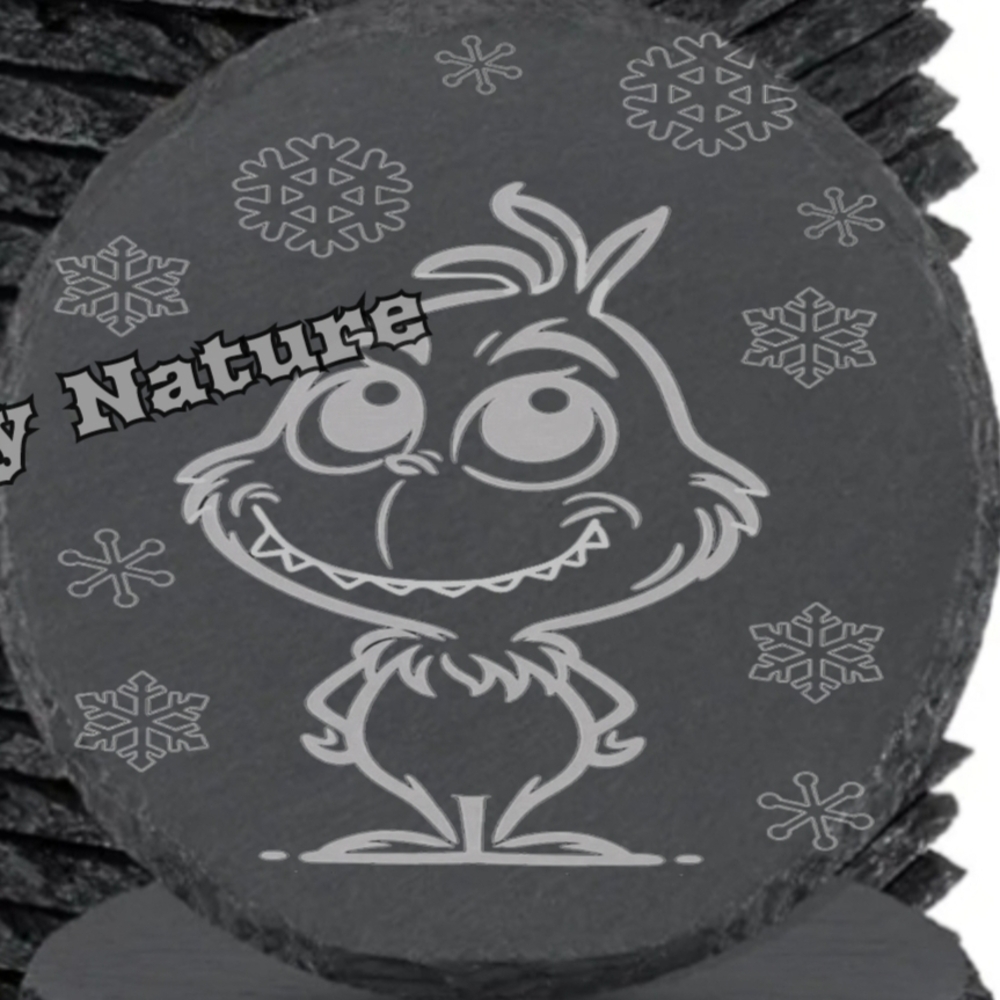 Mischievous Labubu Grinch Monster Slate Coasters Personalized